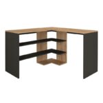 Γραφείο εργασίας Stylo Megapap χρώμα sapphire oak -  ανθρακί 120x120x73,8εκ. - Image 5