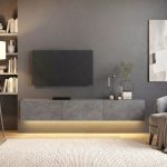 Έπιπλο τηλεόρασης επιτοίχιο Damla Megapap με LED χρώμα γκρι σκυροδέματος 180x29,5x29,5εκ. - Image 6
