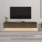 Έπιπλο τηλεόρασης επιτοίχιο Damla Megapap με LED χρώμα καρυδί 180x29,5x29,5εκ. - Image 3