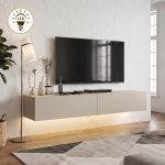 Έπιπλο τηλεόρασης επιτοίχιο Aristo Megapap με LED χρώμα sandstone 135x31,6x25εκ.