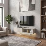 Έπιπλο τηλεόρασης επιτοίχιο Aristo Megapap με LED χρώμα sandstone 135x31,6x25εκ. - Image 7