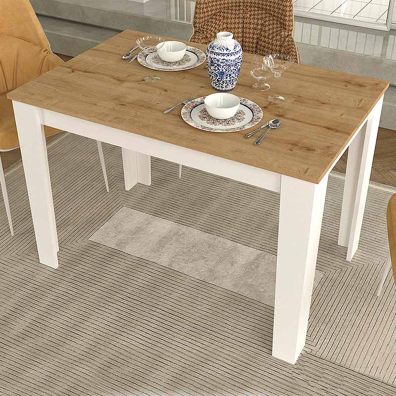 GP042-02121-0 Τραπέζι Darlen Megapap χρώμα λευκό - sapphire oak 110x72x74εκ. - Image 1