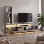 Σύνθεση τηλεόρασης Simal Megapap με LED χρώμα γκρι σκυροδέματος 168,2x31,3x120εκ. - Image 4