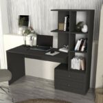 Γραφείο εργασίας Mantra Megapap χρώμα ανθρακί 155x60x152εκ. - Image 2