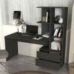 Γραφείο εργασίας Mantra Megapap χρώμα ανθρακί 155x60x152εκ. - Image 3