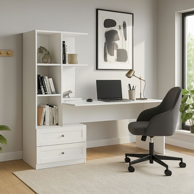 GP042-03691-0 Γραφείο εργασίας Mantra Megapap χρώμα λευκό 155x60x152εκ. - Image 1