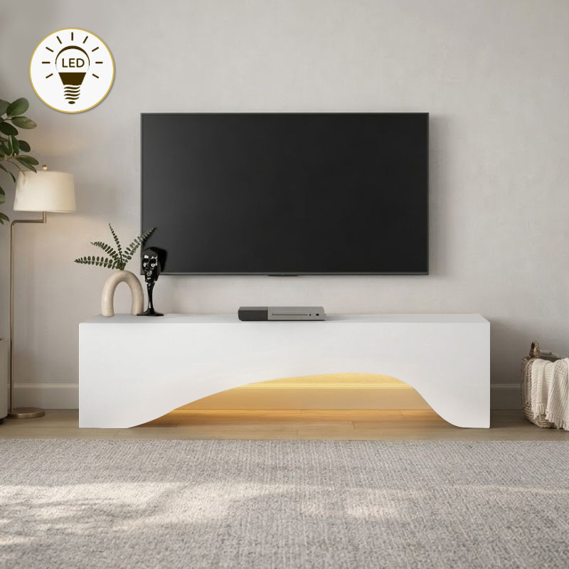 GP042-03732-0 Έπιπλο τηλεόρασης Mara Megapap με LED χρώμα λευκό 150x31,4x40εκ. - Image 1