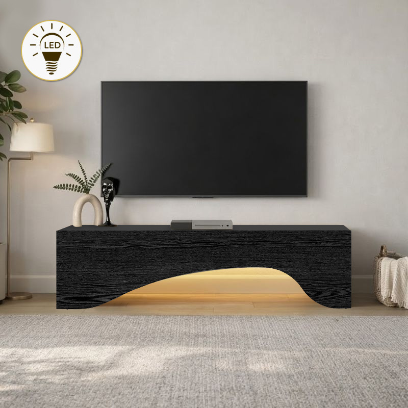 GP042-03733-0 Έπιπλο τηλεόρασης Mara Megapap με LED χρώμα sencron black 150x31,4x40εκ. - Image 1