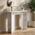 Κονσόλα Mara Megapap χρώμα λευκό εφέ μαρμάρου 90x29,6x91,8εκ.