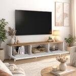 Έπιπλο τηλεόρασης Bono Megapap χρώμα λευκό - sepet oak 150x32,3x42,1εκ. - Image 3