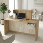 Γραφείο υποδοχής - reception Davis Megapap με LED χρώμα sepet oak - travertine 150x41,8x115εκ. - Image 2