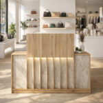Γραφείο υποδοχής - reception Davis Megapap με LED χρώμα sepet oak - travertine 150x41,8x115εκ. - Image 5