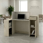 Γραφείο υποδοχής - reception Dayana Megapap με LED χρώμα travertine - sandstone 150x85,2x120εκ. - Image 2