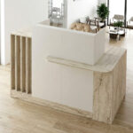 Γραφείο υποδοχής - reception Dayana Megapap με LED χρώμα travertine - sandstone 150x85,2x120εκ. - Image 3
