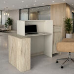 Γραφείο υποδοχής - reception Dayana Megapap με LED χρώμα travertine - sandstone 150x85,2x120εκ. - Image 5