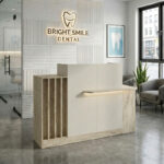 Γραφείο υποδοχής - reception Dayana Megapap με LED χρώμα travertine - sandstone 150x85,2x120εκ. - Image 6