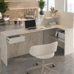 Γραφείο υποδοχής - reception Zegma Megapap με LED χρώμα sandstone - travertine 181,2x73,2x120εκ. - Image 2