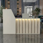 Γραφείο υποδοχής - reception Zegma Megapap με LED χρώμα sandstone - travertine 181,2x73,2x120εκ. - Image 3