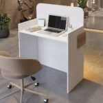 Γραφείο υποδοχής - reception Telmos Megapap με LED χρώμα λευκό - sapphire oak 90x43,6x119,2εκ. - Image 2