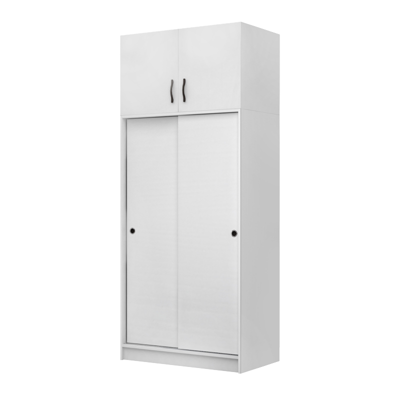 GP100-01051-0 Ντουλάπα ρούχων Regio Megapap δίφυλλη συρόμενη με πατάρι χρώμα λευκό 100x60x240εκ. - Image 1