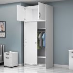 Ντουλάπα ρούχων Regio Megapap δίφυλλη συρόμενη με πατάρι χρώμα λευκό 100x60x240εκ. - Image 2