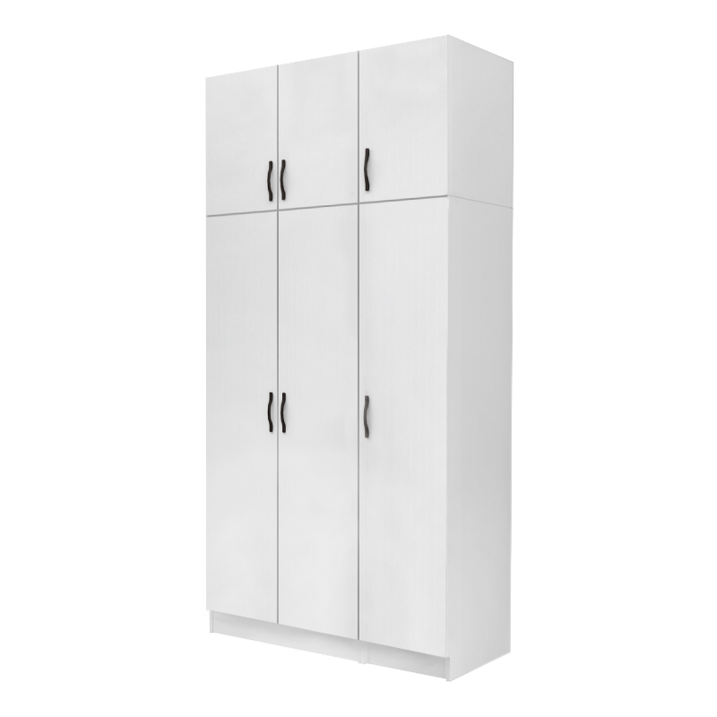 GP100-01101-0 Ντουλάπα ρούχων Vivian Megapap τρίφυλλη με πατάρι χρώμα λευκό 120x51,8x240εκ. - Image 1