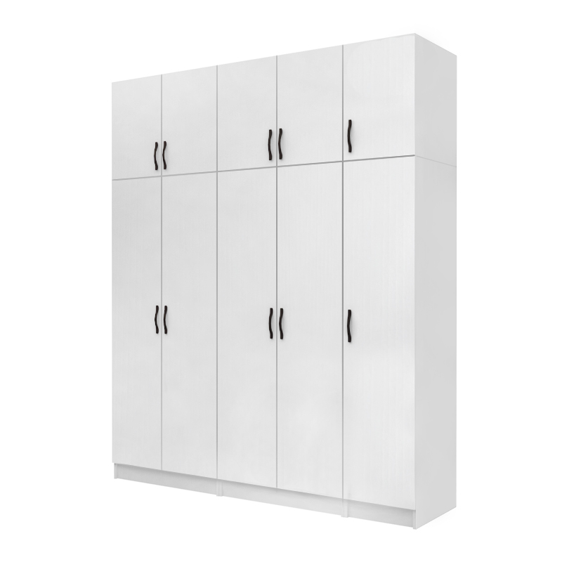 GP100-01151-0 Ντουλάπα ρούχων Vivian Megapap πεντάφυλλη με πατάρι χρώμα λευκό 200x51,8x240εκ. - Image 1